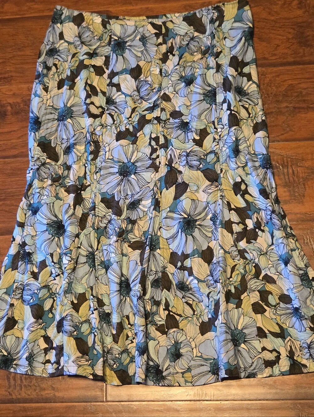R Q T Petite Linen/cotton Floral Skirt 12 Petite